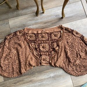 NWOT Free People Brown Cropped Sweater